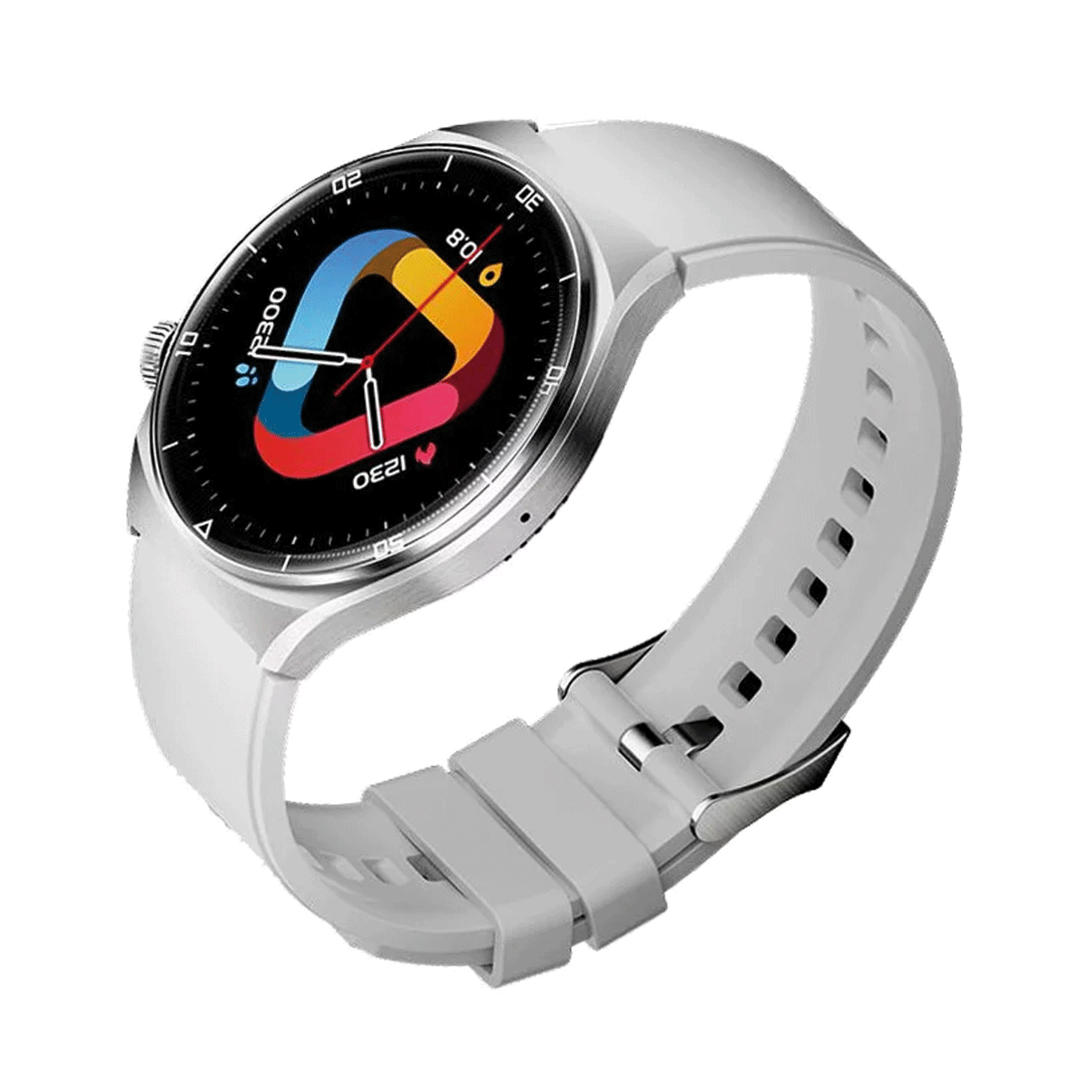 ساعت هوشمند کیو سی وای مدل GT2-بدنه نقره ای بند سفید ساعت هوشمند کیو سی وای مدل GT2-بدنه نقره ای بند سفید