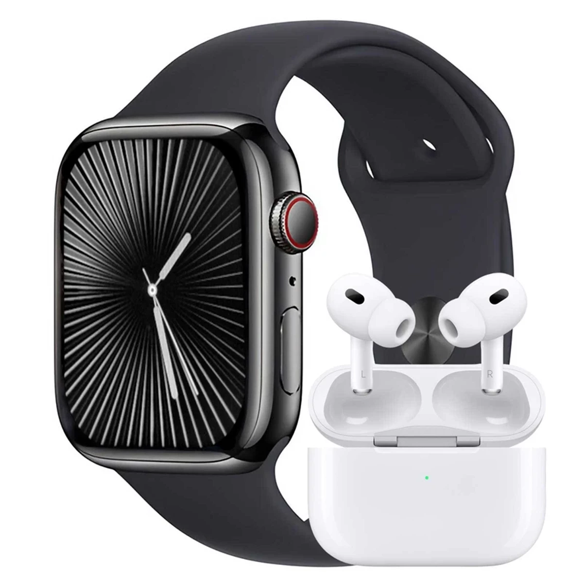 ساعت هوشمند ورنا مدل W46 max به همراه هندزفری بلوتوثی مدل airpod pro-بدنه خاکستری بند مشکی ساعت هوشمند ورنا مدل W46 max به همراه هندزفری بلوتوثی مدل airpod pro-بدنه خاکستری بند مشکی