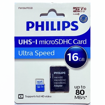 کارت حافظه microSDHC فیلیپس مدل Ultra Speed کلاس 10 استاندارد UHS-I U1 سرعت 80MBps ظرفیت 16 گیگابایت به همراه آداپتور-مشکی کارت حافظه microSDHC فیلیپس مدل Ultra Speed کلاس 10 استاندارد UHS-I U1 سرعت 80MBps ظرفیت 16 گیگابایت به همراه آداپتور-مشکی