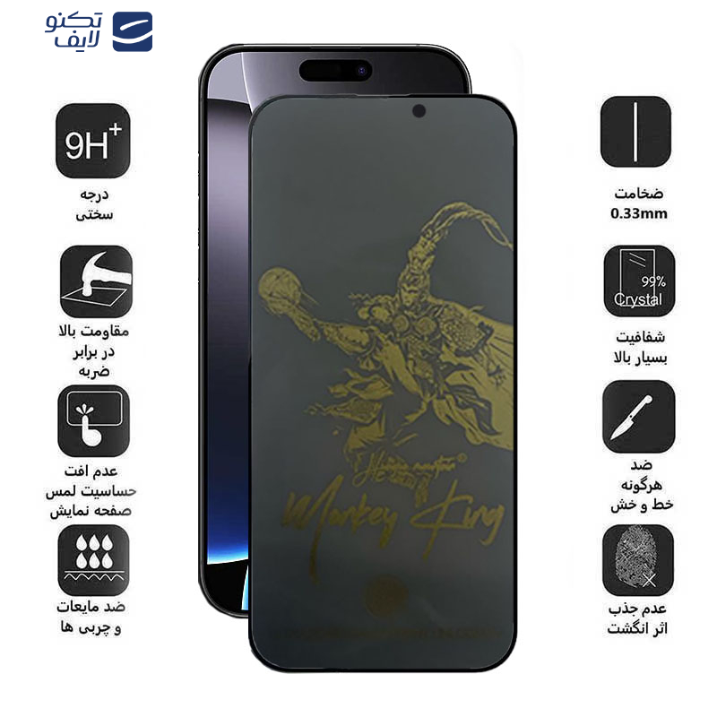محافظ صفحه نمایش حریم شخصی اپیکوی مدل Monkey King مناسب برای گوشی موبایل اپل iPhone 16 Pro Max محافظ صفحه نمایش حریم شخصی اپیکوی مدل Monkey King مناسب برای گوشی موبایل اپل iPhone 16 Pro Max