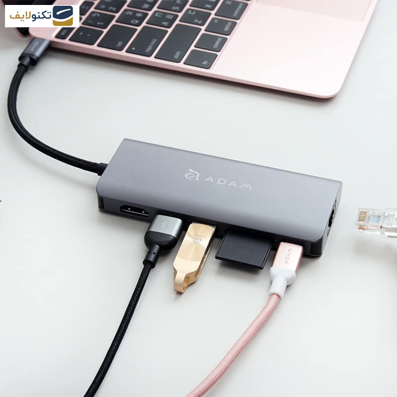هاب 6 پورت USB-C آدام المنتس مدل CASA A01 هاب 6 پورت USB-C آدام المنتس مدل CASA A01