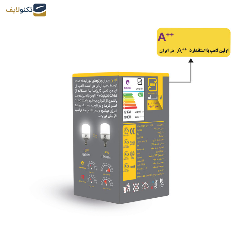 لامپ 12 وات شی کاریزما مدل ارسلان پایه E27 لامپ 12 وات شی کاریزما مدل ارسلان پایه E27