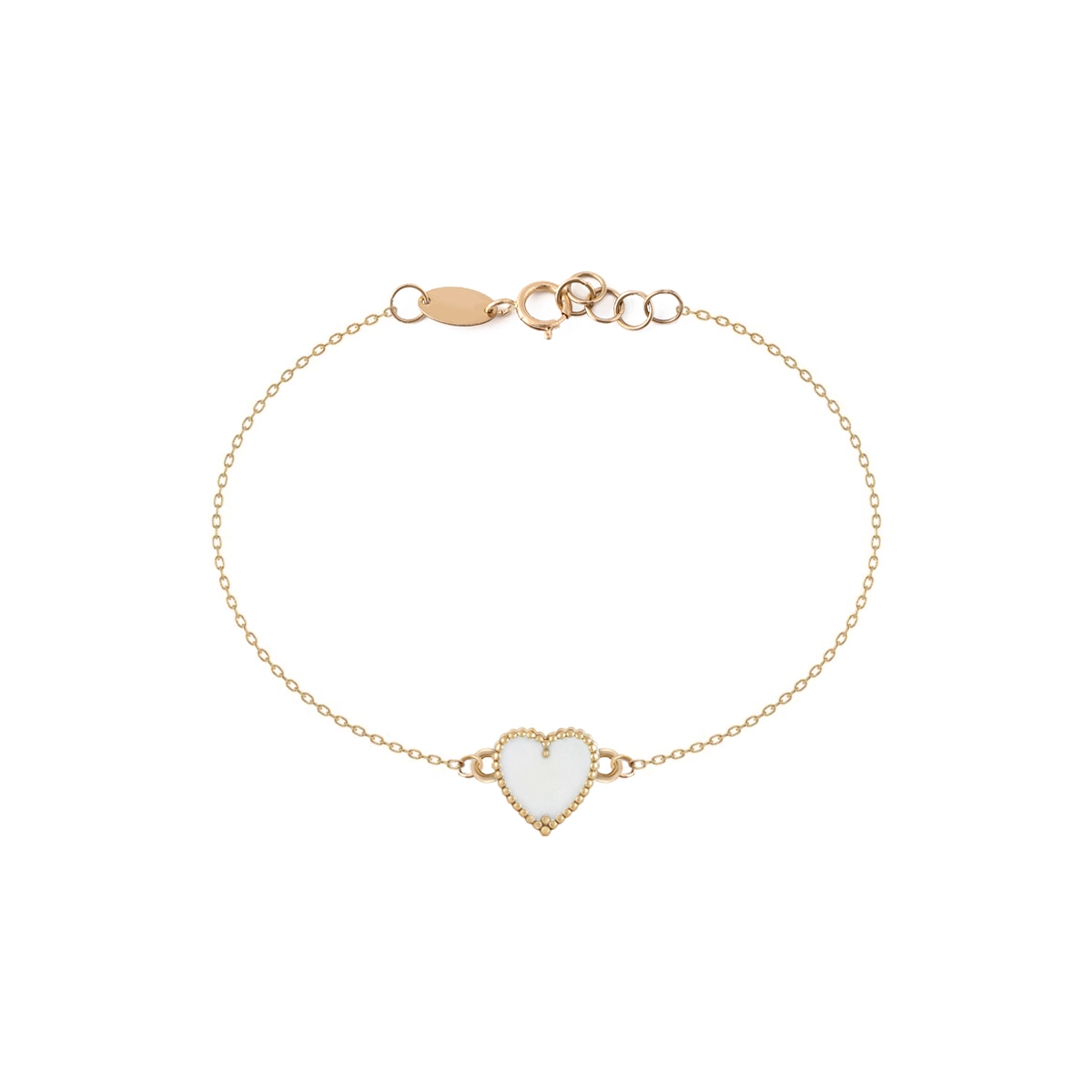 دستبند طلا زنانه بان گالری مدل قلب ونکلیف سفید صدفی