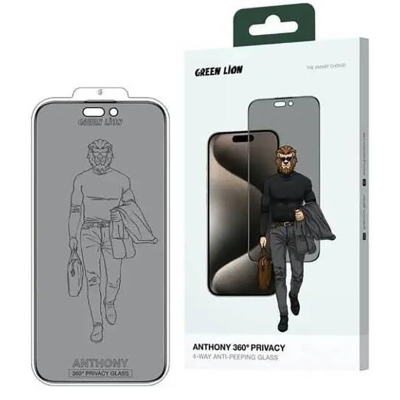 محافظ صفحه نمایش حریم خصوصی گوشی اپل iPhone 15 Pro گرین لاین مدل Anthony 360 Privacy محافظ صفحه نمایش حریم خصوصی گوشی اپل iPhone 15 Pro گرین لاین مدل Anthony 360 Privacy