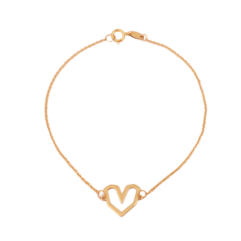 دستبند طلا 18 عیار طرح قلب جذاب دستبند طلا 18 عیار طرح قلب جذاب