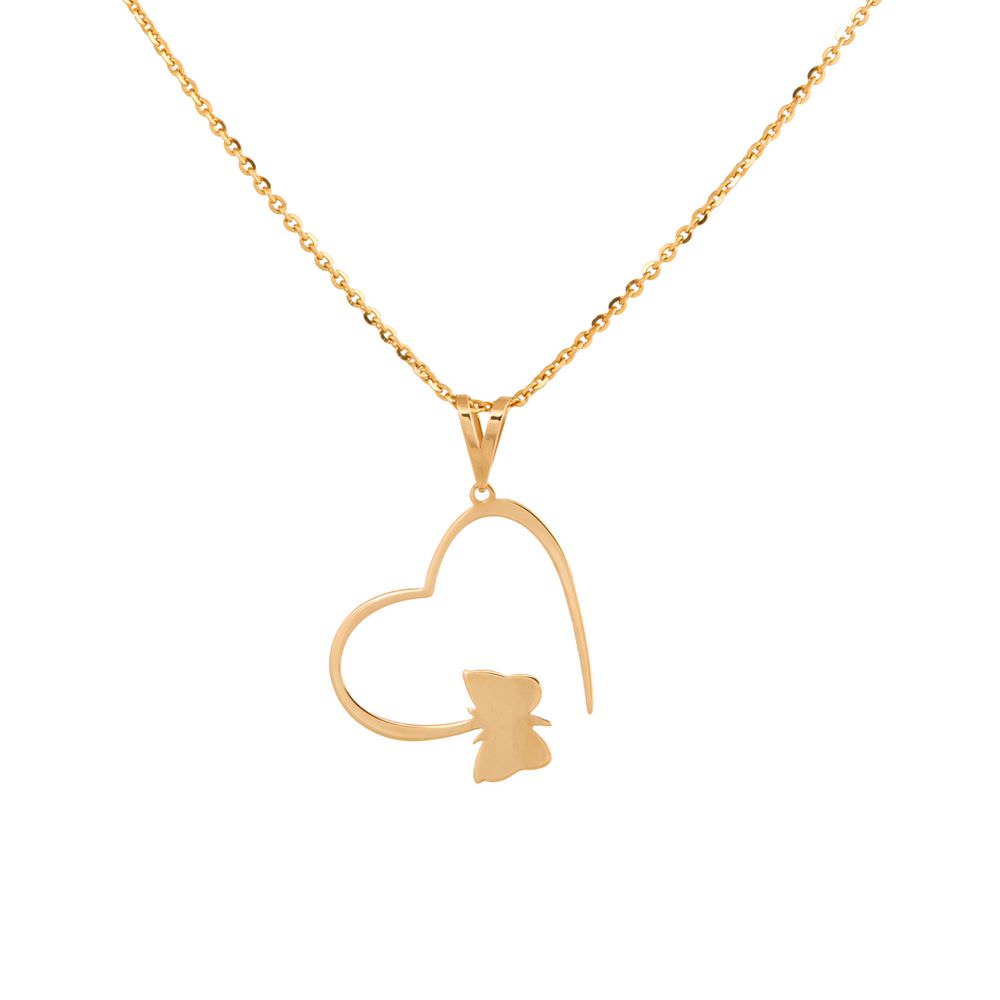 گردنبند طلا 18 عیار زنانه قو طلایی طرح پروانه و قلب گردنبند طلا 18 عیار زنانه قو طلایی طرح پروانه و قلب