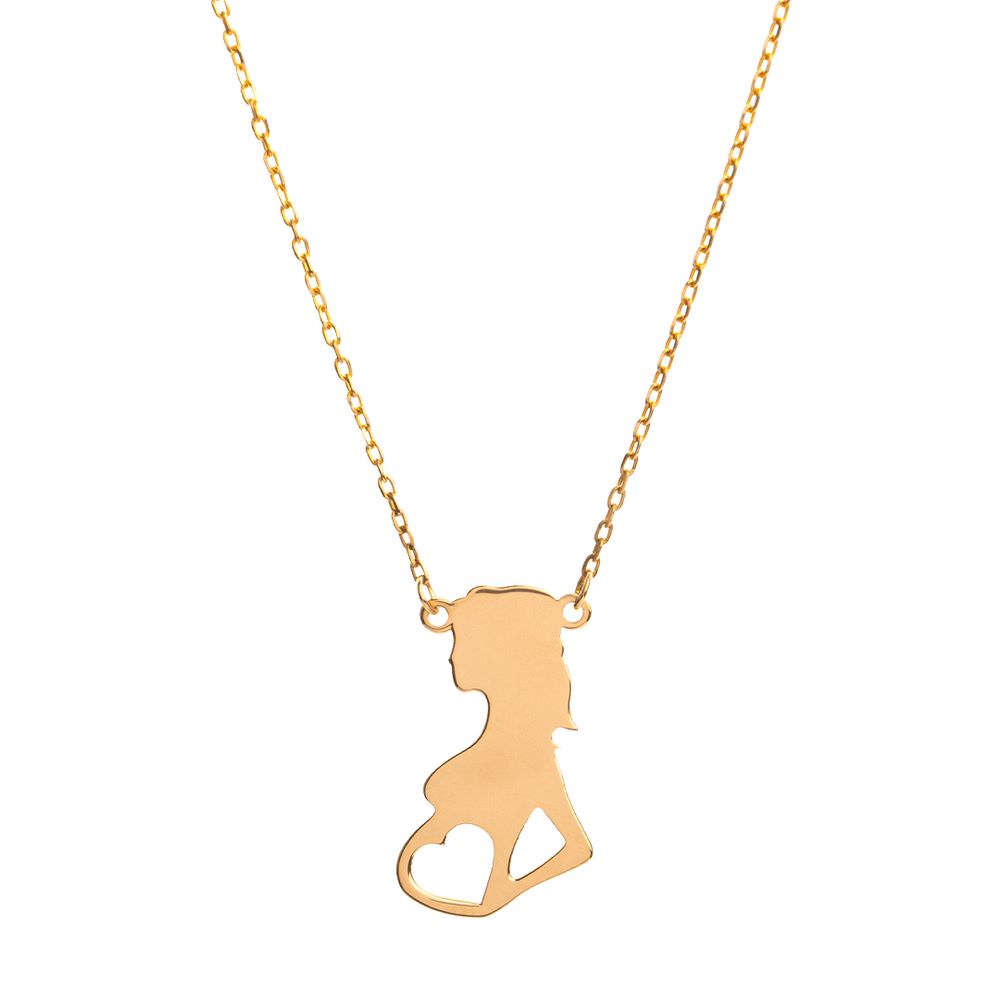 گردنبند طلا 18 عیار زنانه قو طلایی طرح مادر باردار و قلب گردنبند طلا 18 عیار زنانه قو طلایی طرح مادر باردار و قلب