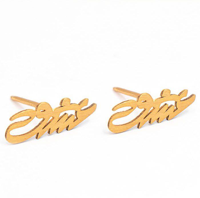 گوشواره طلا 18 عیار زنانه قو طلایی طرح میخی عشق وحشی