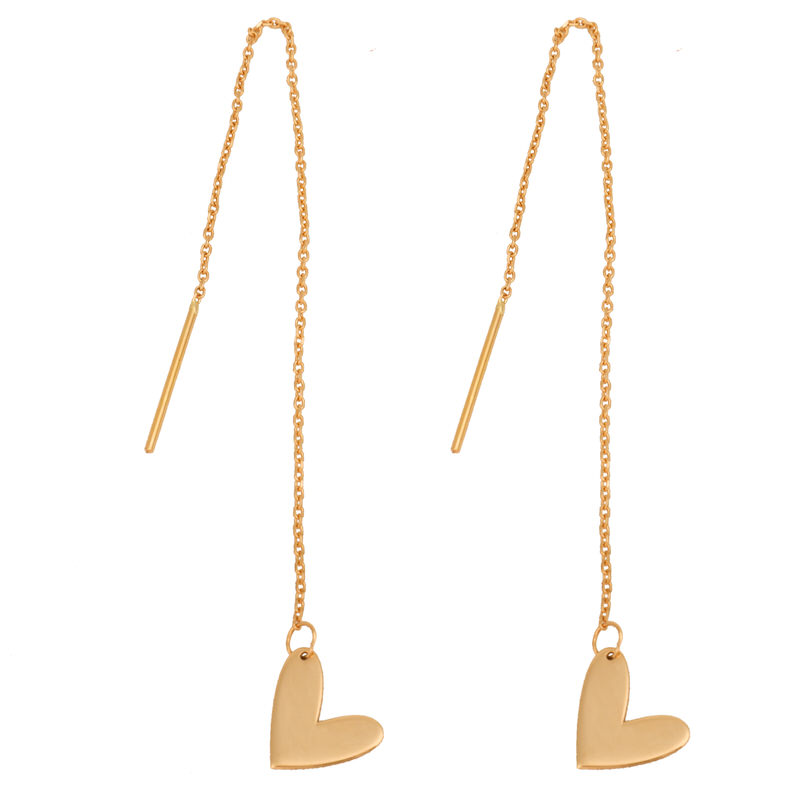 گوشواره بخیه ای طلا 18 عیار زنانه قو طلایی طرح قلب مینیمال گوشواره بخیه ای طلا 18 عیار زنانه قو طلایی طرح قلب مینیمال