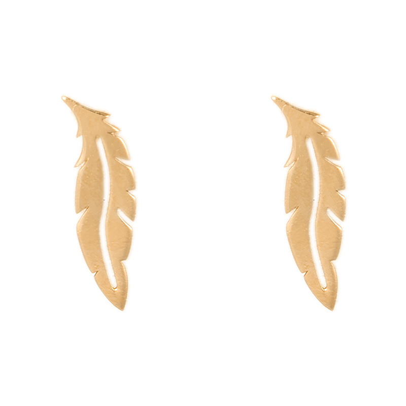 گوشواره طلا 18 عیار زنانه قو طلایی طرح پر قو