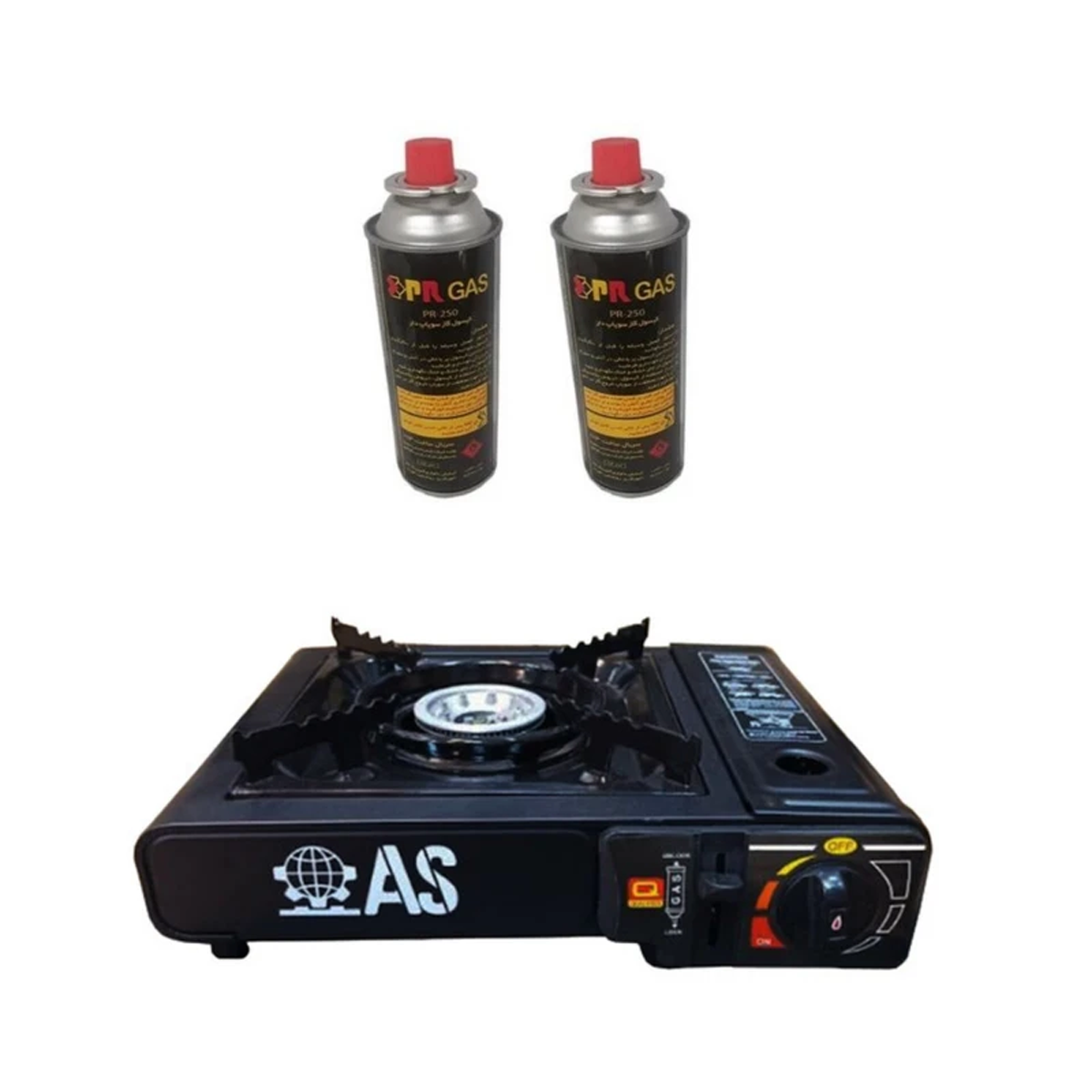 اجاق سفری مدل AS به همراه دو عدد کپسول گاز سفری اجاق سفری مدل AS به همراه دو عدد کپسول گاز سفری