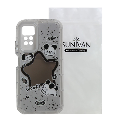 کاور گوشی شیائومی Redmi Note 11 Pro 4G سانیوان مدل آینه ای طرح فانتزی سگ TEDDY