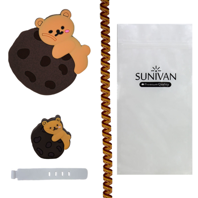 محافظ کابل و شارژر دیواری سانیوان طرح عروسکی فانتزی کوکی مجموعه 4 عددی