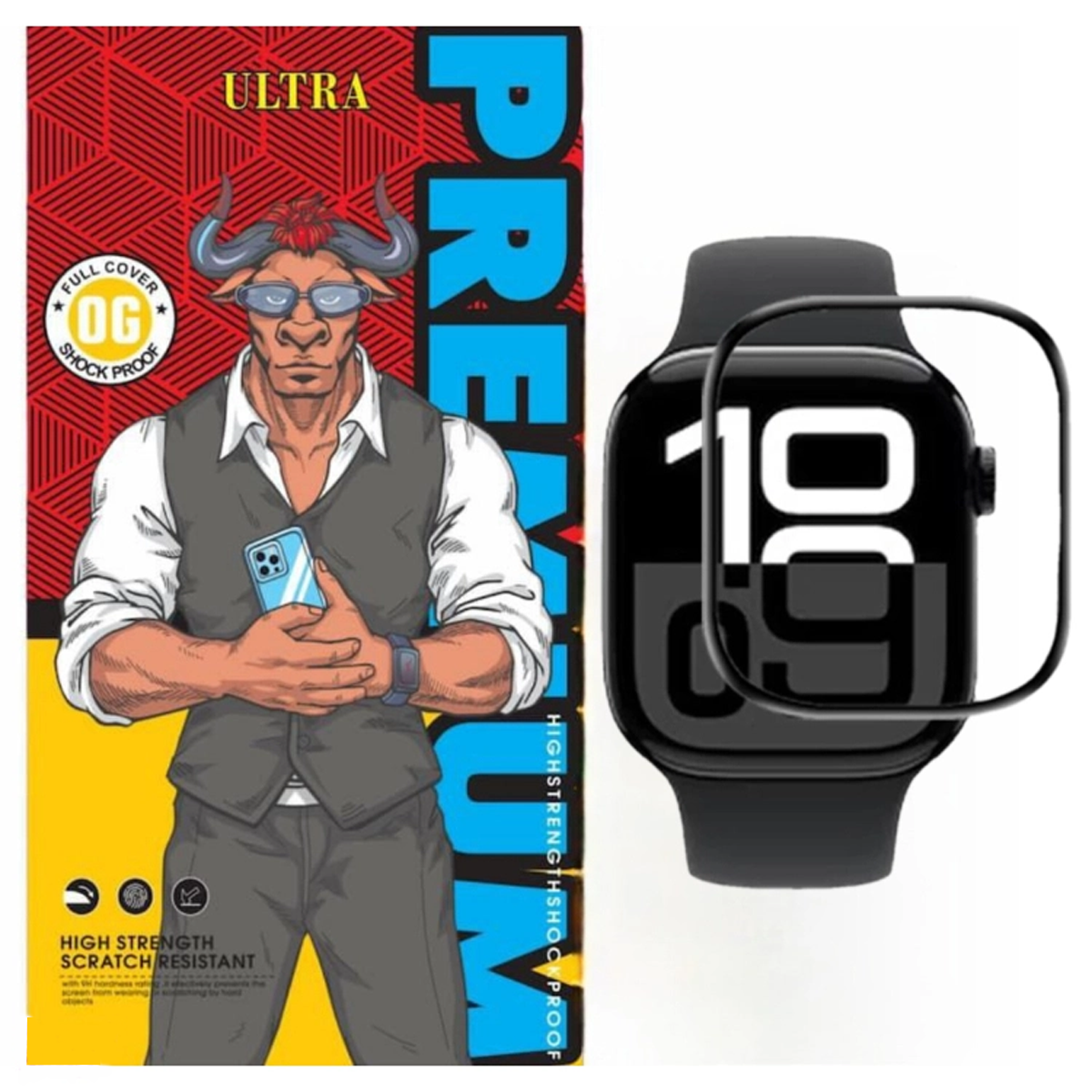 گلس اپل واچ سری 9 سایز 45 میلی متر اولترا مدل FULL GLUE