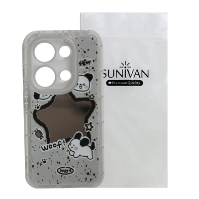 کاور گوشی پوکو Poco M6 Pro 4G سانیوان مدل آینه ای طرح فانتزی سگ TEDDY