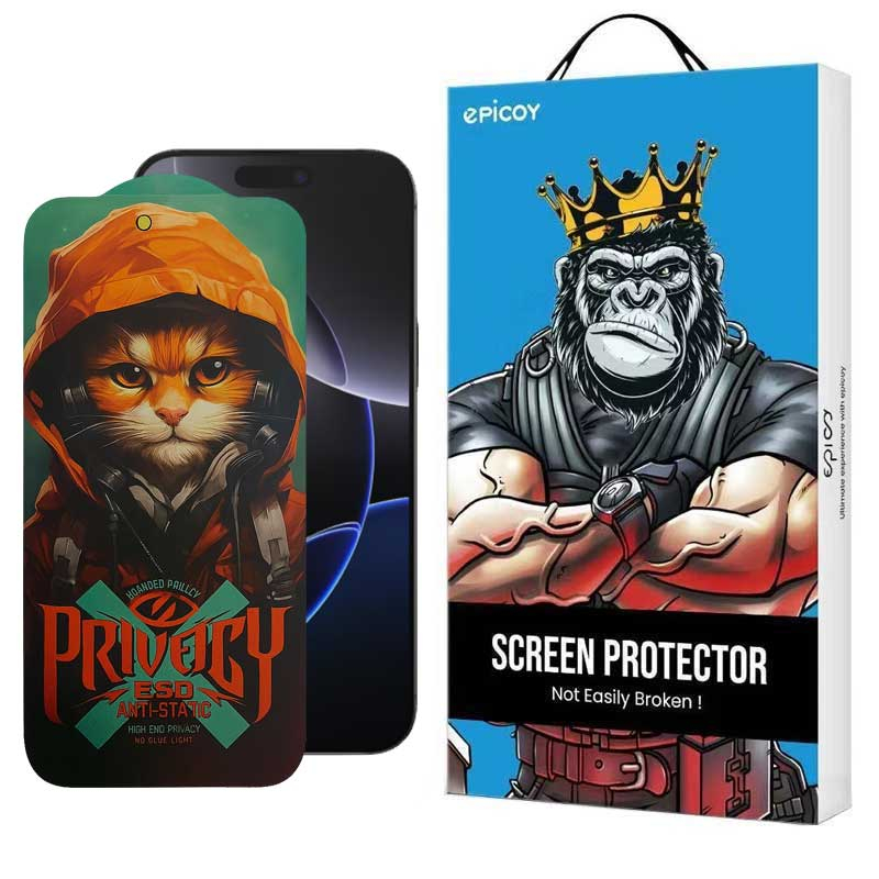 محافظ صفحه نمایش حریم شخصی گوشی اپل iPhone 16 Pro Max اپیکوی مدل Privacy Hoodie Cat