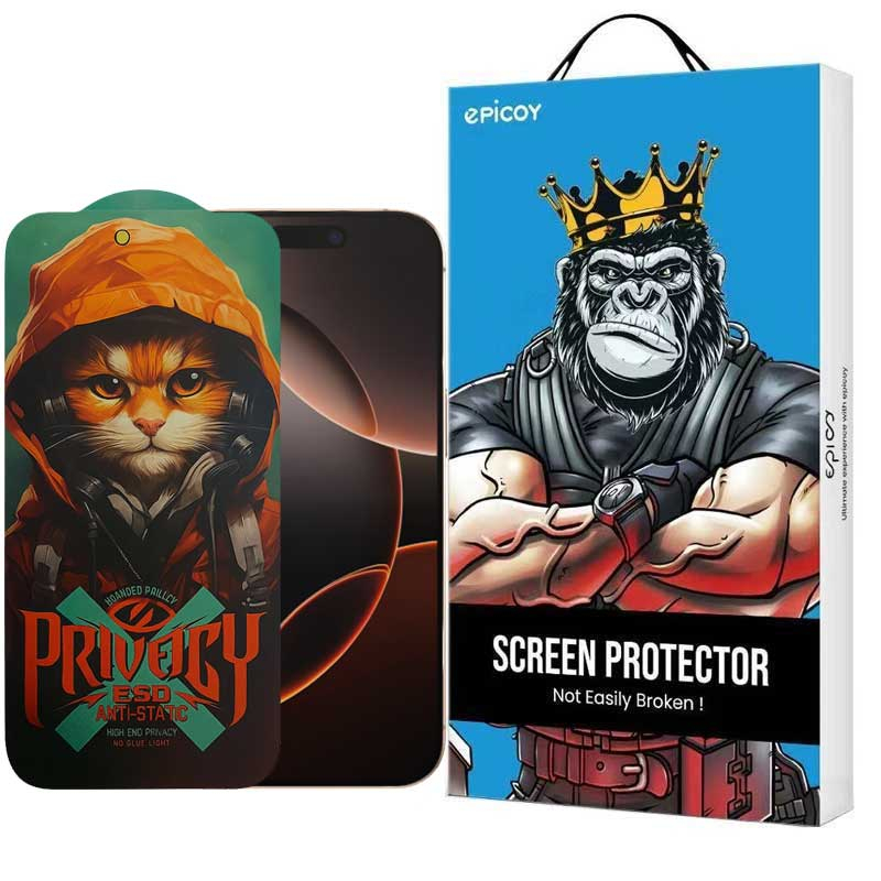 محافظ صفحه نمایش حریم شخصی گوشی اپل iPhone 16 Pro اپیکوی مدل Privacy Hoodie Cat