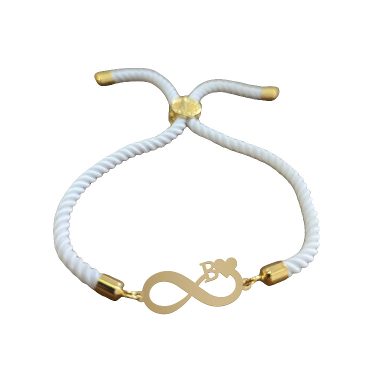 دستبند طلا 18 عیار زنانه شمیم گلد گالری طرح بی نهایت و حرف B کد D69-18