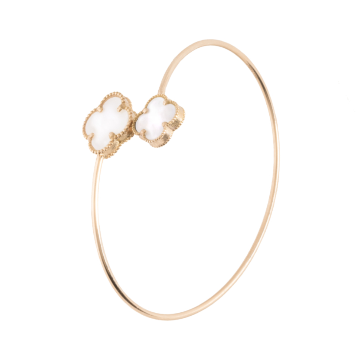 دستبند طلا زنانه سور گالری مدل بنگل ونکلیف دو گل سفید کد WB4947