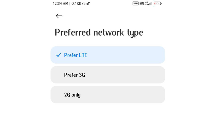 Perfered neteork type