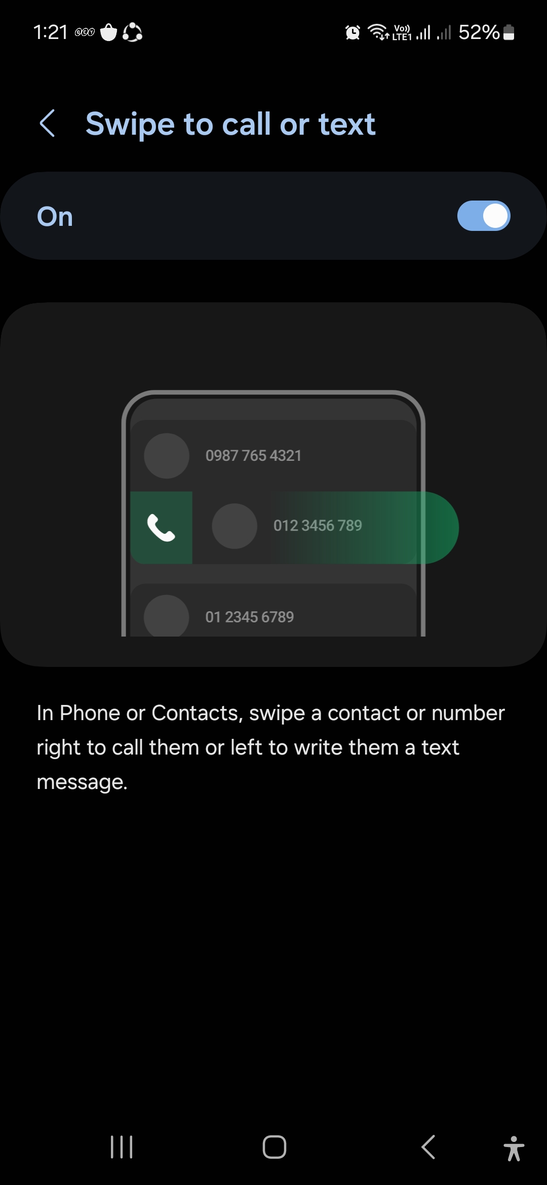 قابلیت سوایپ صفحه برای اس ام اس و تماس