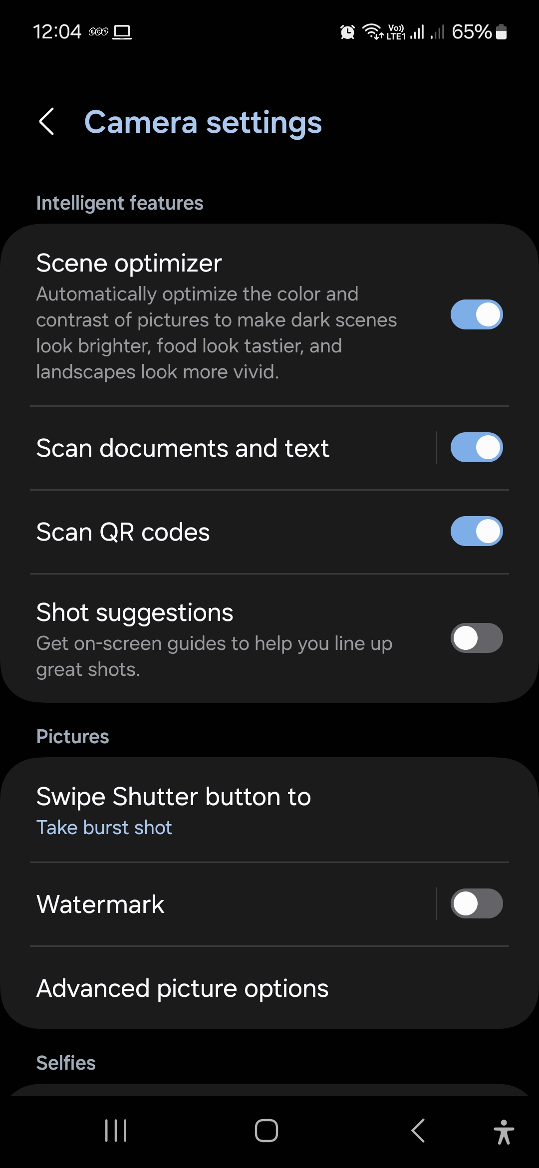 تنظیمات دوربین گوشی سامسونگ